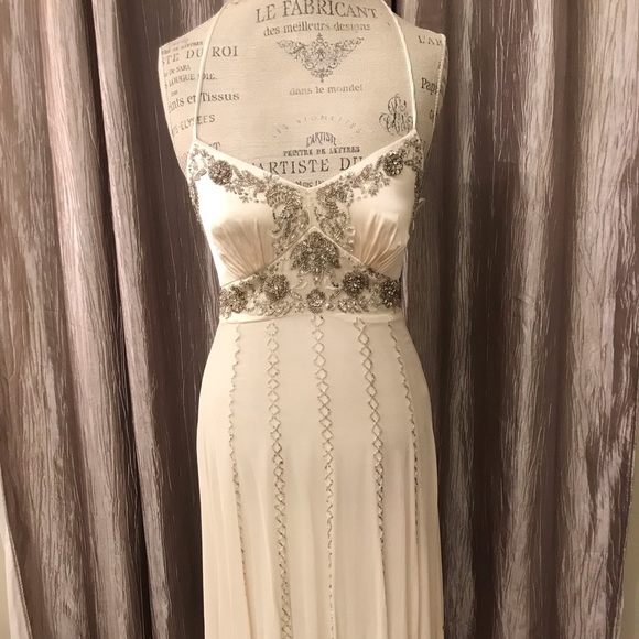 Cache Dresses Cream Beaded Dress Poshmark